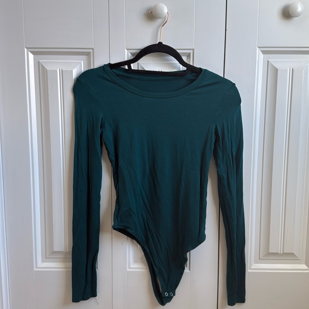 Vitality Green Long Sleeve Thong Bodysuit